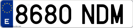Ejemplo de matrícula de coche ordinaria 8680 NDM