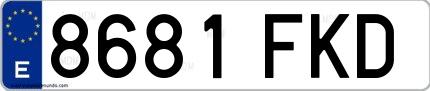 Ejemplo de matrícula española 8681 FKD