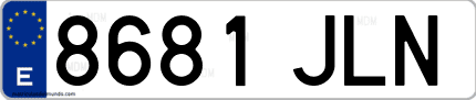 Ejemplo de matrícula de coche ordinaria 8681 JLN