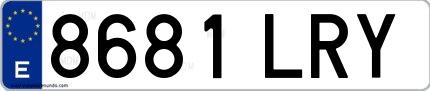 Ejemplo de matrícula de coche ordinaria 8681 LRY
