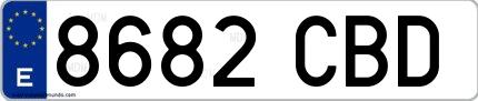Ejemplo de matrícula española 8682 CBD