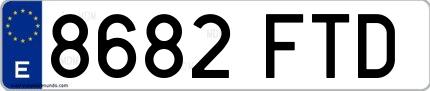 Ejemplo de matrícula española 8682 FTD