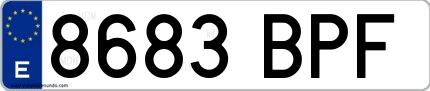 Ejemplo de matrícula española 8683 BPF