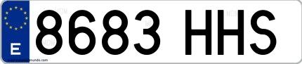 Ejemplo de matrícula española 8683 HHS