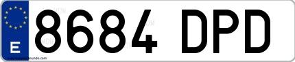 Ejemplo de matrícula española 8684 DPD
