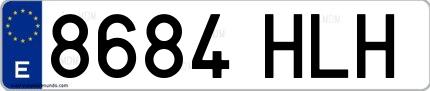 Ejemplo de matrícula española 8684 HLH