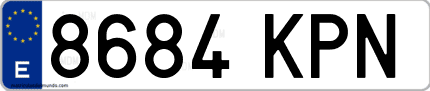 Ejemplo de matrícula de coche ordinaria 8684 KPN