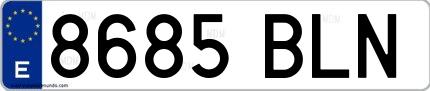 Ejemplo de matrícula española 8685 BLN