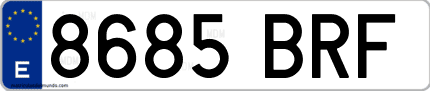 Ejemplo de matrícula de coche ordinaria 8685 BRF