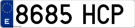 Ejemplo de matrícula de coche ordinaria 8685 HCP
