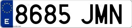 Ejemplo de matrícula de coche ordinaria 8685 JMN