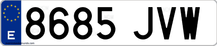 Ejemplo de matrícula de coche ordinaria 8685 JVW