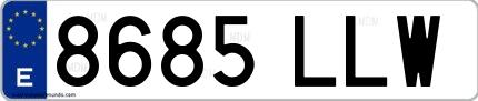 Ejemplo de matrícula española 8685 LLW