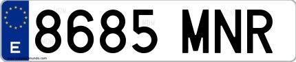 Ejemplo de matrícula española 8685 MNR