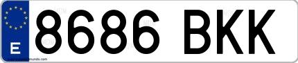 Ejemplo de matrícula española 8686 BKK