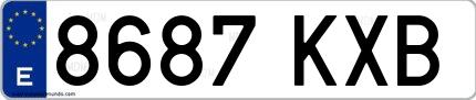 Ejemplo de matrícula española 8687 KXB