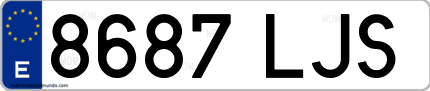 Ejemplo de matrícula de coche ordinaria 8687 LJS