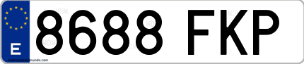 Ejemplo de matrícula de coche ordinaria 8688 FKP