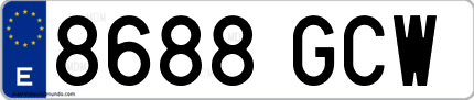 Ejemplo de matrícula de coche ordinaria 8688 GCW