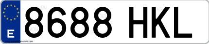 Ejemplo de matrícula española 8688 HKL