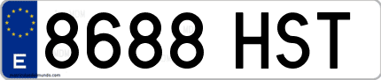 Ejemplo de matrícula de coche ordinaria 8688 HST