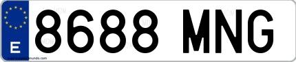 Ejemplo de matrícula española 8688 MNG