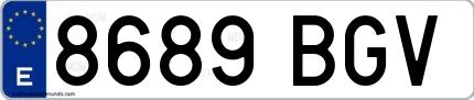Ejemplo de matrícula española 8689 BGV