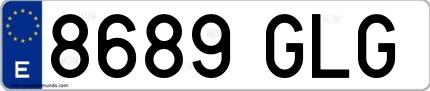 Ejemplo de matrícula española 8689 GLG