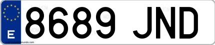 Ejemplo de matrícula española 8689 JND