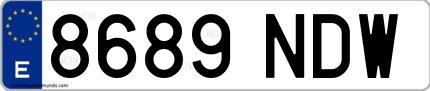 Ejemplo de matrícula española 8689 NDW