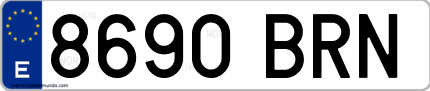 Ejemplo de matrícula de coche ordinaria 8690 BRN