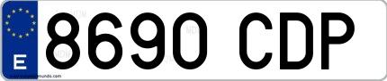 Ejemplo de matrícula española 8690 CDP