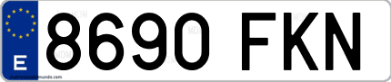 Ejemplo de matrícula de coche ordinaria 8690 FKN
