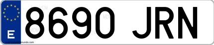Ejemplo de matrícula española 8690 JRN