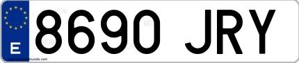 Ejemplo de matrícula española 8690 JRY