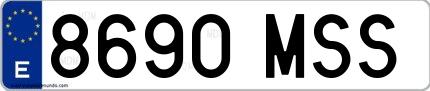 Ejemplo de matrícula española 8690 MSS