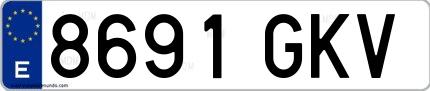Ejemplo de matrícula de coche ordinaria 8691 GKV