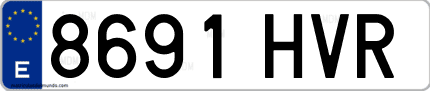 Ejemplo de matrícula de coche ordinaria 8691 HVR