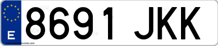 Ejemplo de matrícula de coche ordinaria 8691 JKK