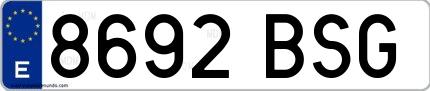 Ejemplo de matrícula española 8692 BSG