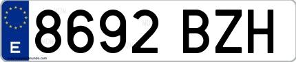 Ejemplo de matrícula española 8692 BZH