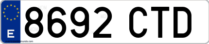 Ejemplo de matrícula de coche ordinaria 8692 CTD