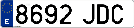 Ejemplo de matrícula de coche ordinaria 8692 JDC