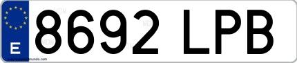 Ejemplo de matrícula española 8692 LPB