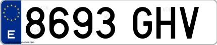Ejemplo de matrícula española 8693 GHV