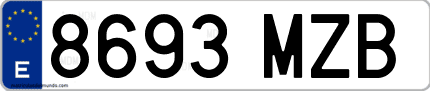 Ejemplo de matrícula de coche ordinaria 8693 MZB