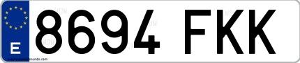Ejemplo de matrícula española 8694 FKK