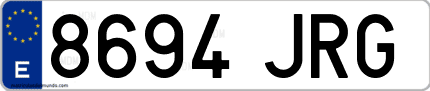 Ejemplo de matrícula de coche ordinaria 8694 JRG