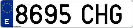 Ejemplo de matrícula española 8695 CHG