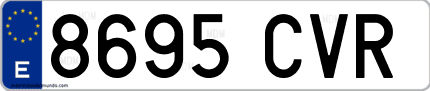 Ejemplo de matrícula de coche ordinaria 8695 CVR